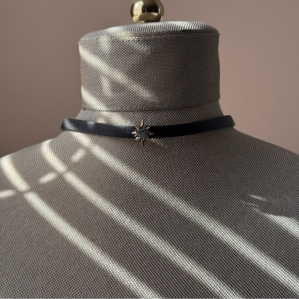 Vince Camuto Black Choker Necklace with Silver Star Pendant